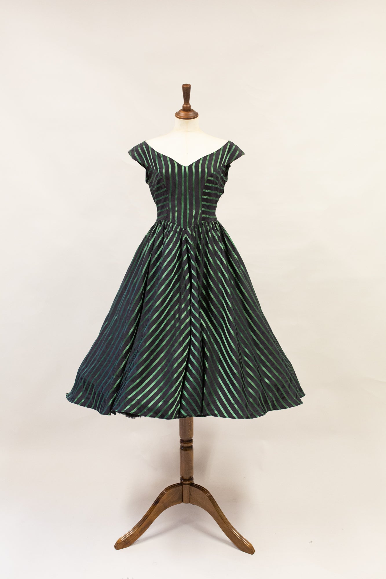 Vintage 1950s Green Stripe Dress