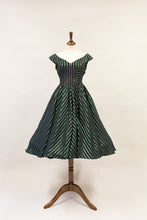 Vintage 1950s Green Stripe Dress