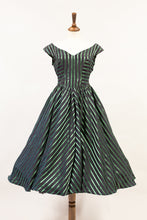 Vintage 1950s Green Stripe Dress
