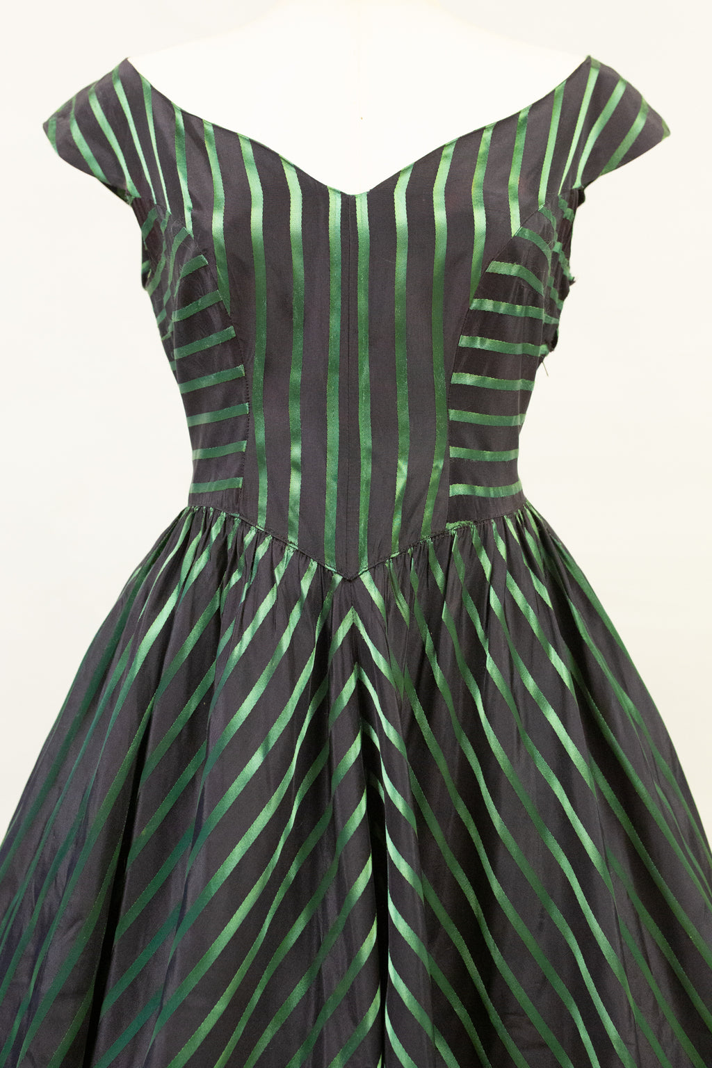 Vintage 1950s Green Stripe Dress