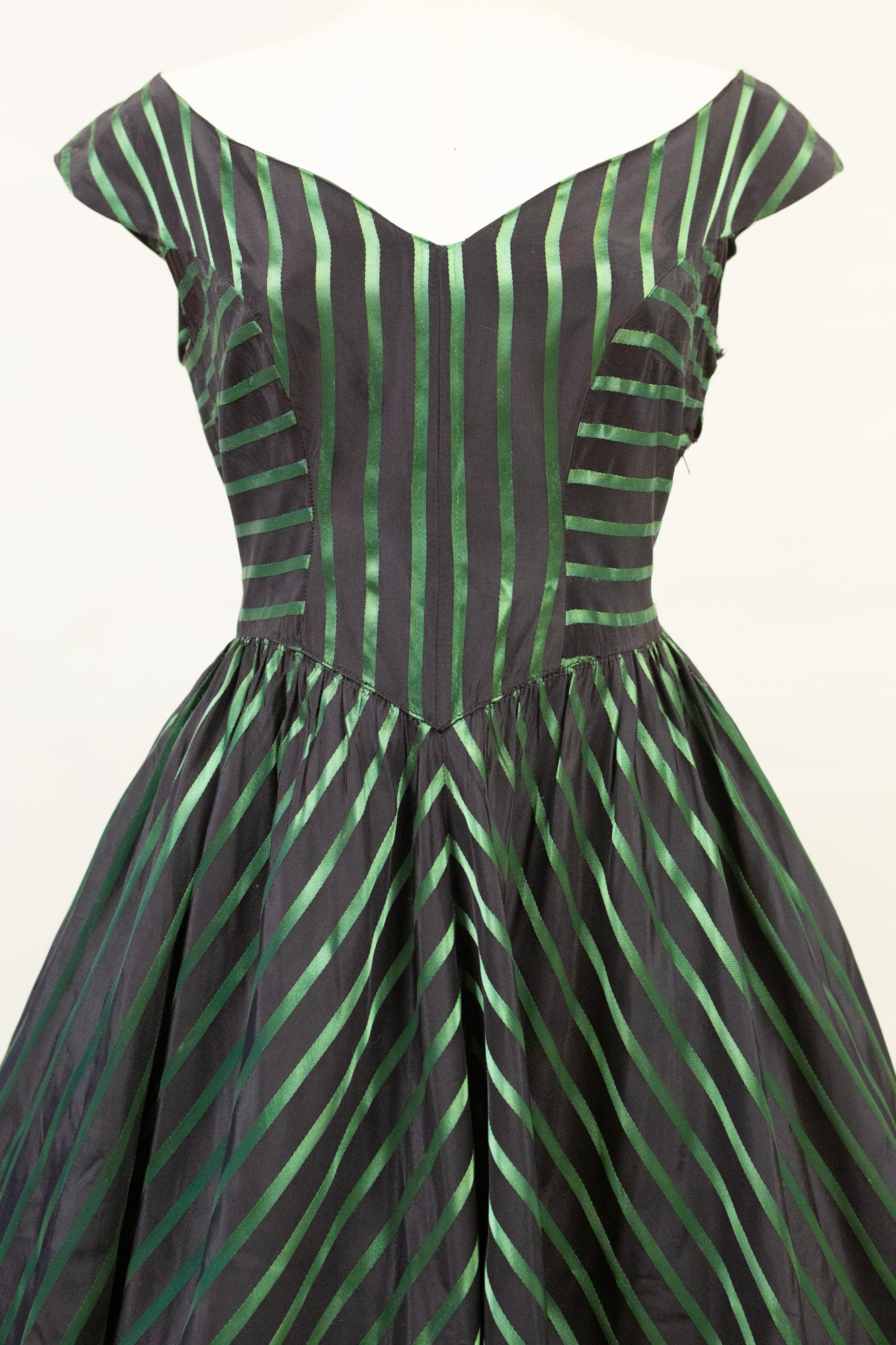 Vintage 1950s Green Stripe Dress