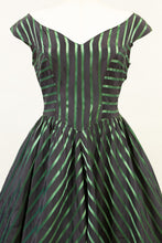 Vintage 1950s Green Stripe Dress
