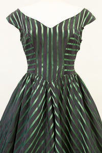 Vintage 1950s Green Stripe Dress