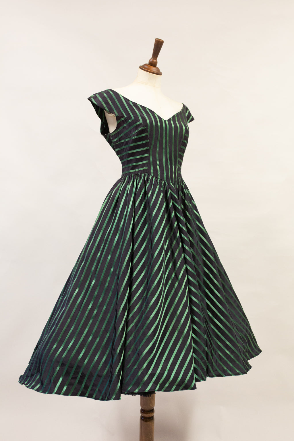 Vintage 1950s Green Stripe Dress