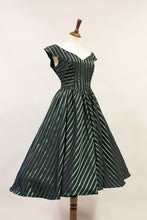 Vintage 1950s Green Stripe Dress