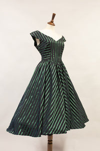 Vintage 1950s Green Stripe Dress