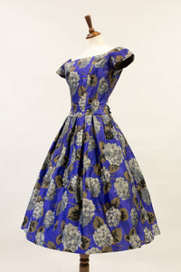 Vintage 1950s Purple Hydrangea Dress