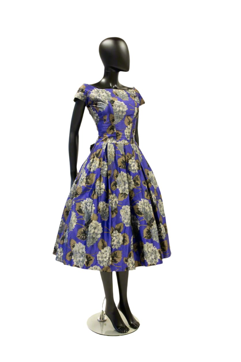 vintage 1950s floral print cocktail dress alexandra king 