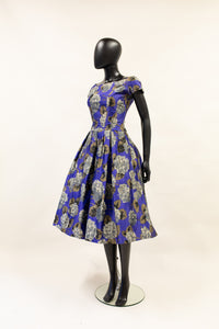 Vintage 1950s Purple Hydrangea Dress