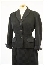 Vintage 1950s Black Wool Jacket and Skirt Set