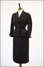 Vintage 1950s Black Wool Jacket and Skirt Set