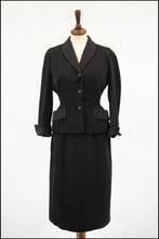 Vintage 1950s Black Wool Jacket and Skirt Set