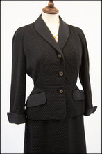 Vintage 1950s Black Wool Jacket and Skirt Set