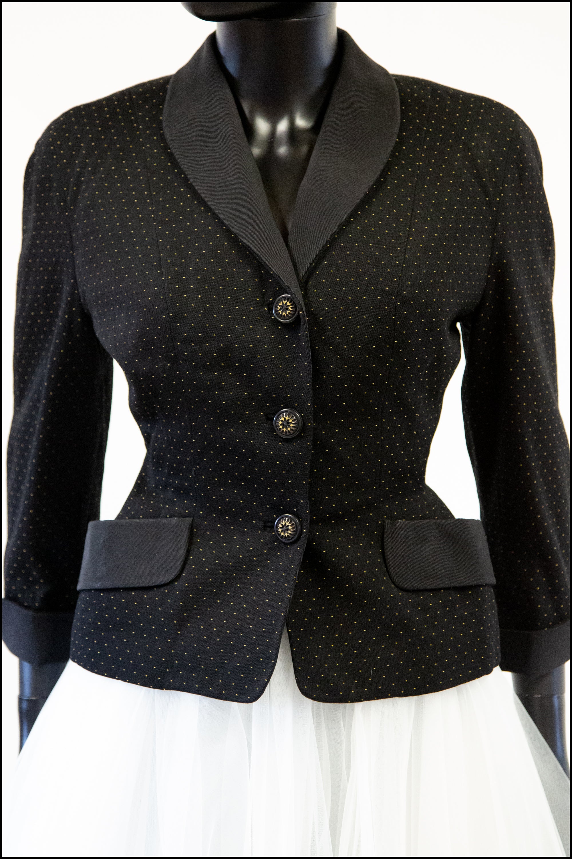 Vintage 1950s Black Wool Jacket and Skirt Set