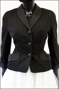 Vintage 1950s Black Wool Jacket and Skirt Set