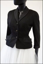 Vintage 1950s Black Wool Jacket and Skirt Set