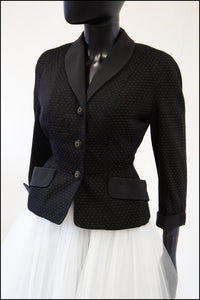 Vintage 1950s Black Wool Jacket and Skirt Set