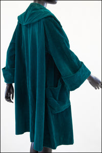 Vintage 1960s Green Jumbo Cord Swing Coat