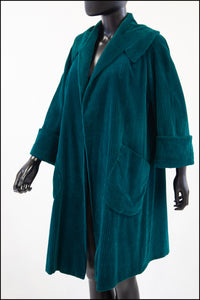 Vintage 1960s Green Jumbo Cord Swing Coat