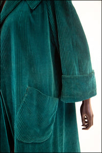 Vintage 1960s Green Jumbo Cord Swing Coat