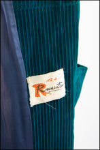 Vintage 1950s Green Corduroy Swing Coat