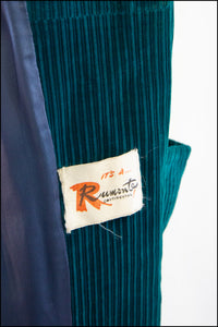 Vintage 1950s Green Corduroy Swing Coat