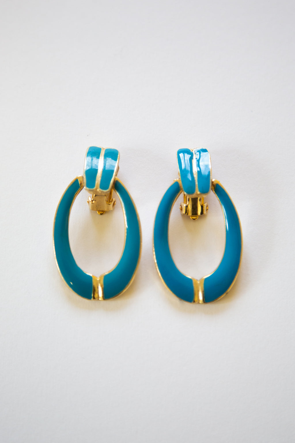 Vintage 1980s Blue Hoop Earrings