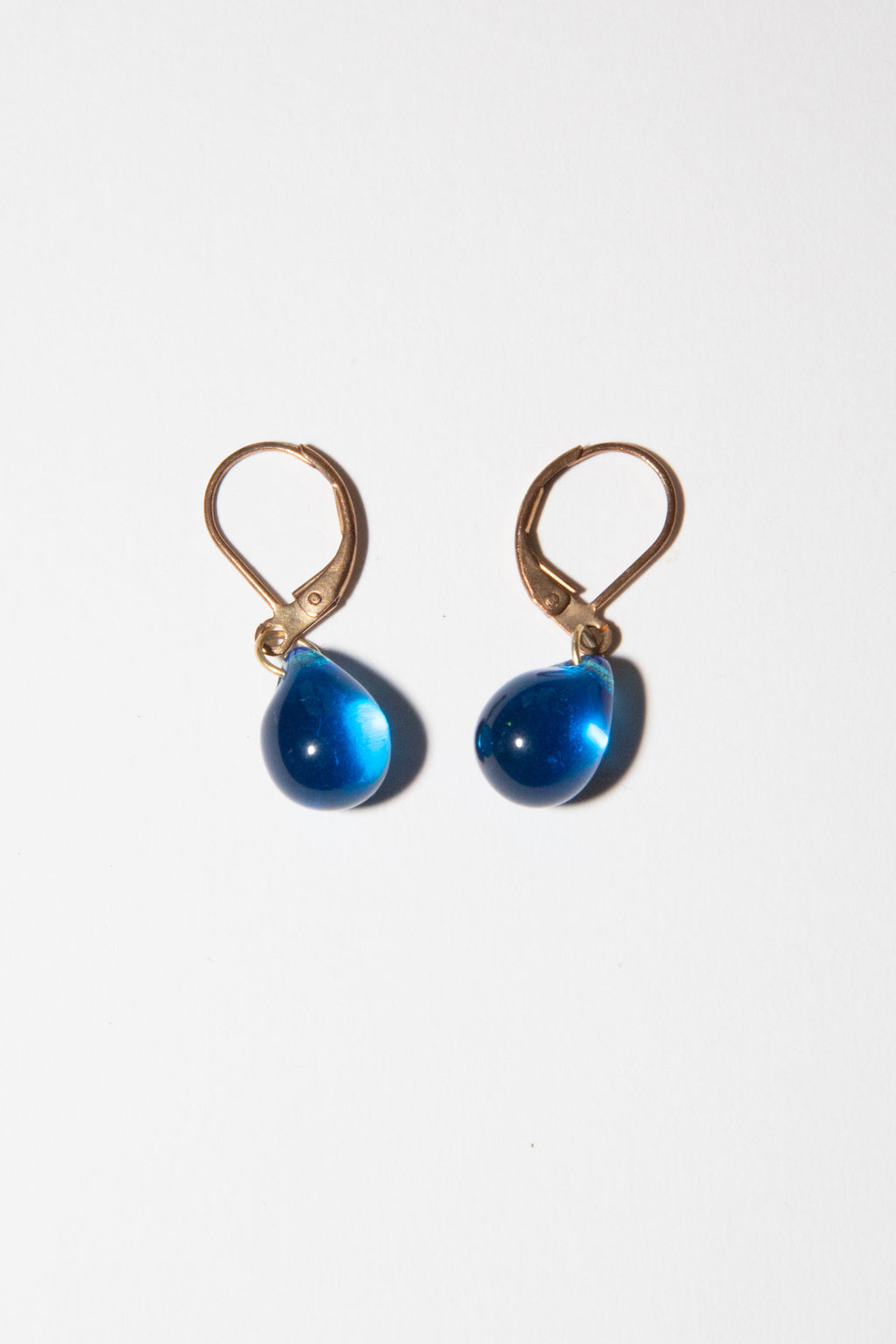 Vintage 1950s Blue Glass Drop Earrings
