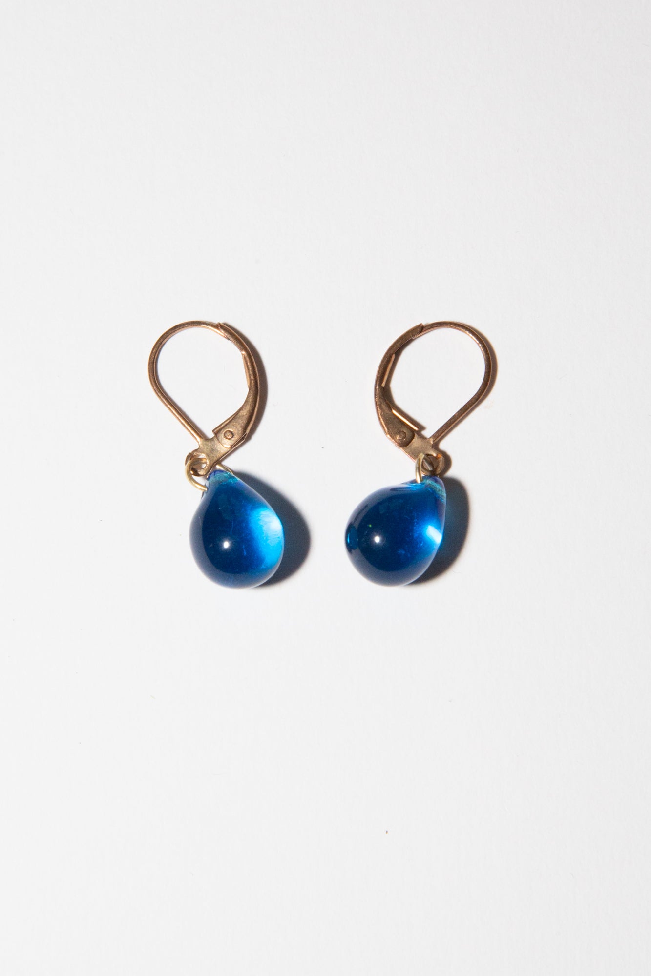 Vintage 1950s Blue Glass Drop Earrings
