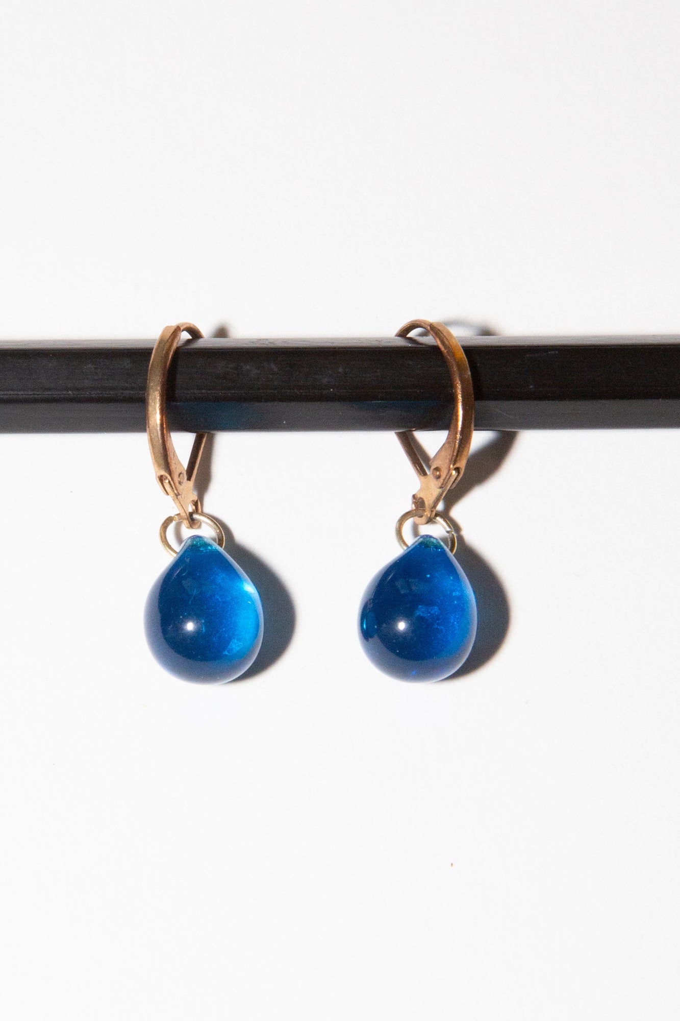Vintage 1950s Blue Glass Drop Earrings