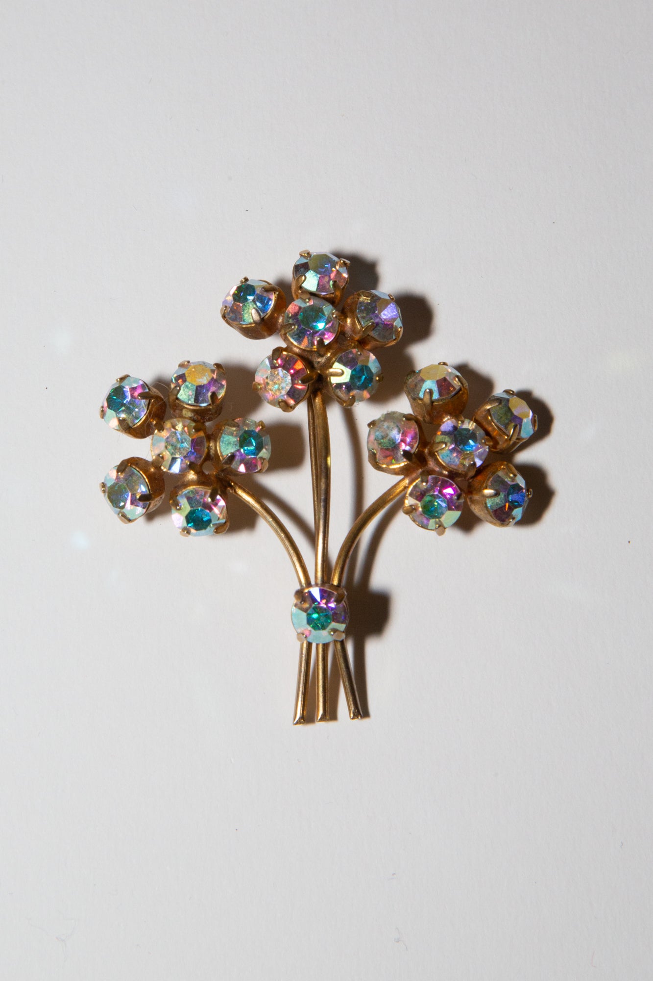 Vintage 1950s Floral Crystal Brooch