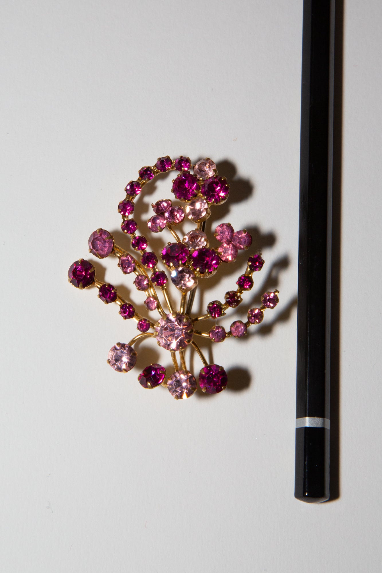 Vintage 1950s Pink Crystal Brooch