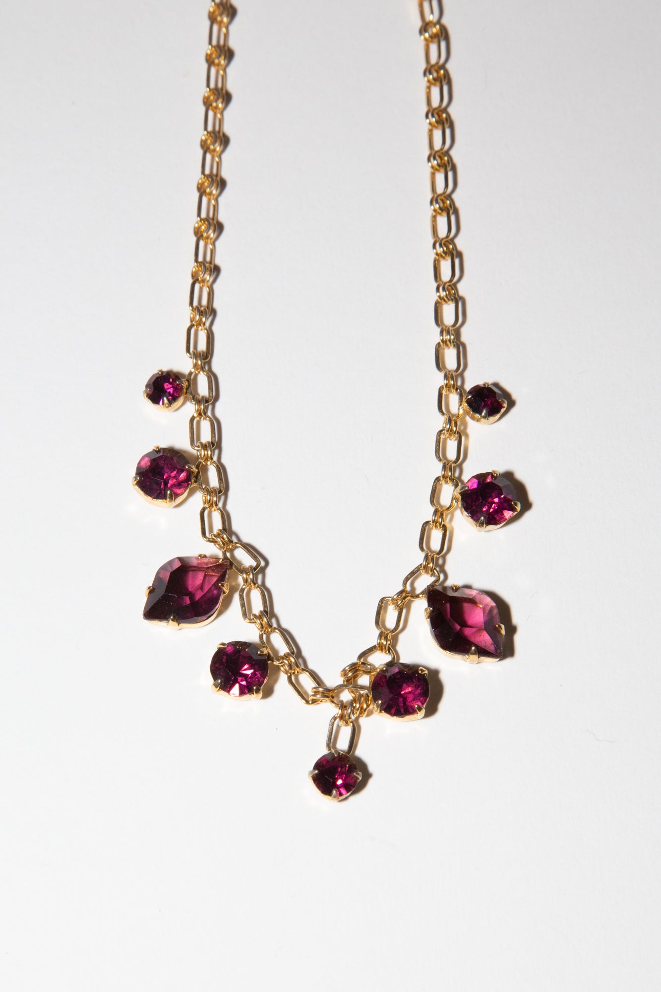 Vintage 1950s Amethyst Crystal Charm Necklace