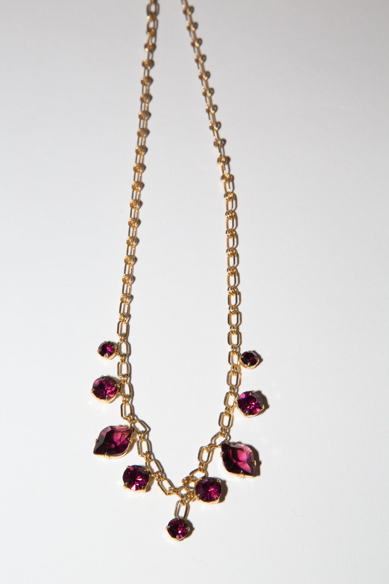 Vintage 1950s Amethyst Crystal Charm Necklace