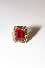 Vintage 1970s Red Crystal Cocktail Ring