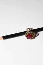 Vintage 1970s Red Crystal Cocktail Ring