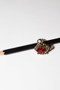 Vintage 1970s Red Crystal Cocktail Ring