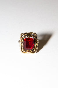 Vintage 1970s Red Crystal Cocktail Ring