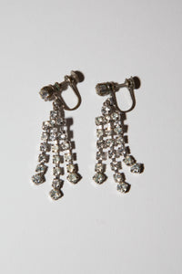 Vintage 1940s Crystal Tassel Drop Earrings