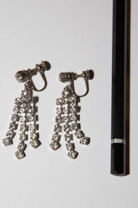 Vintage 1940s Crystal Tassel Drop Earrings
