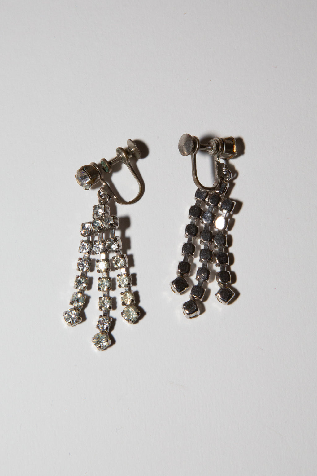 Vintage 1940s Crystal Tassel Drop Earrings