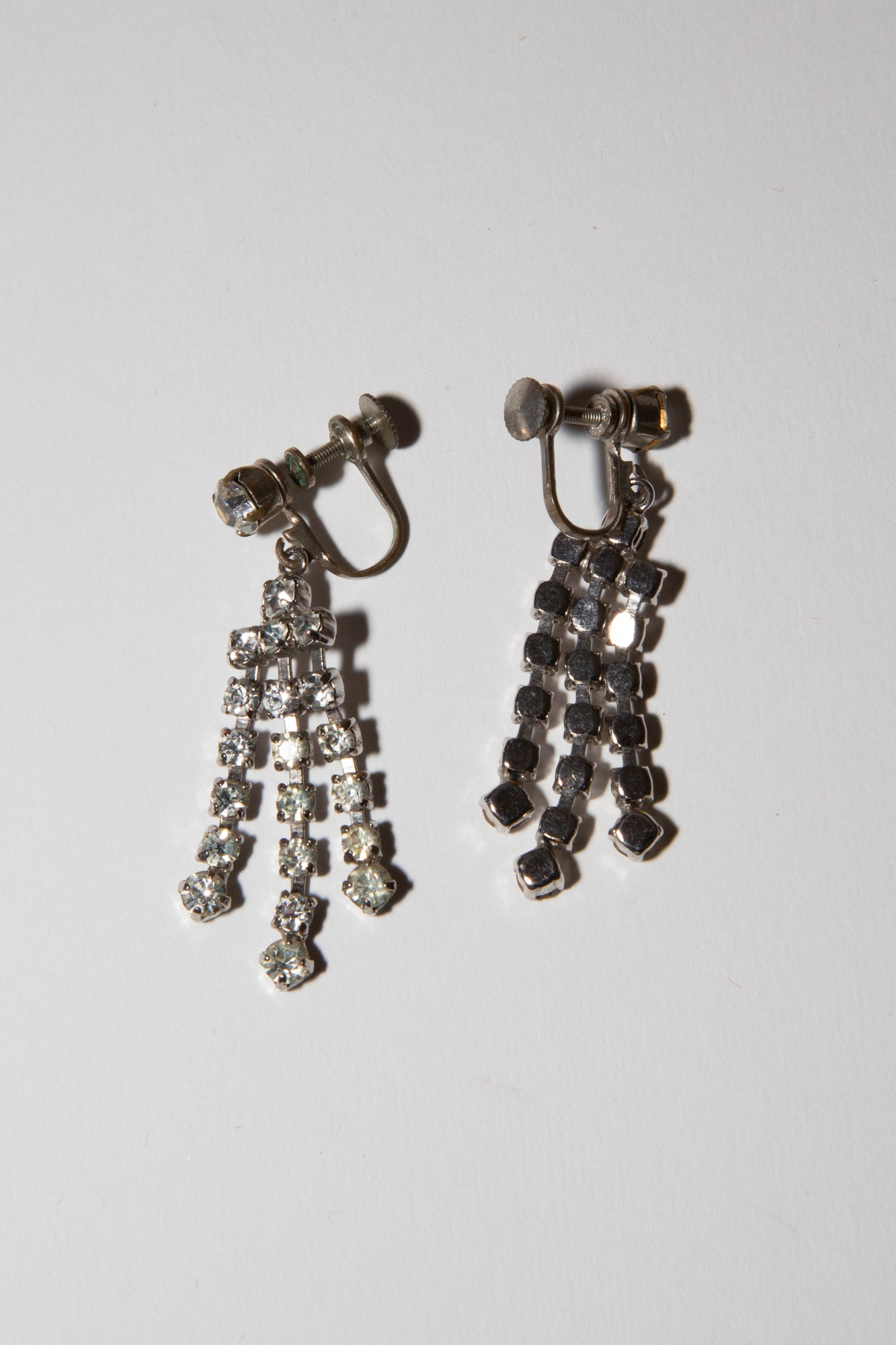 Vintage 1940s Crystal Tassel Drop Earrings