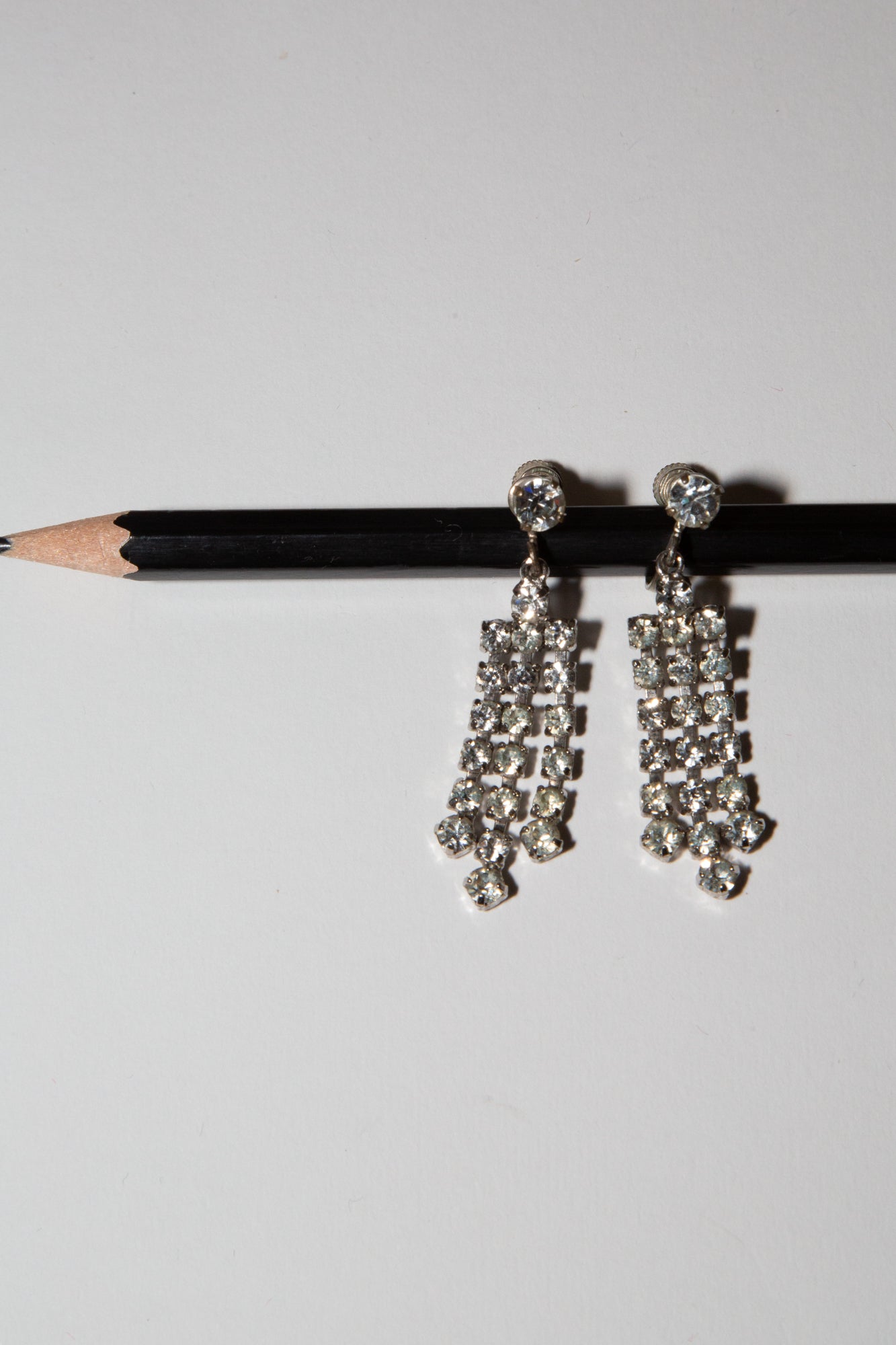Vintage 1940s Crystal Tassel Drop Earrings