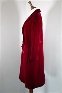 Vintage 1960s Christian Dior Red Velvet Coat