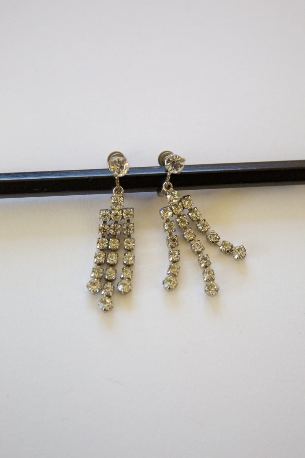 Vintage 1940s Crystal Tassel Drop Earrings