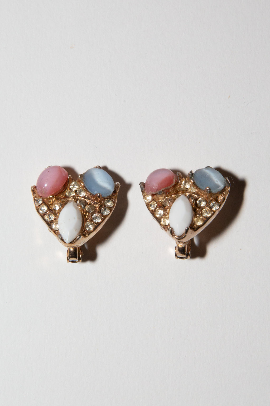 Vintage 1960s Cabochon Heart Earrings