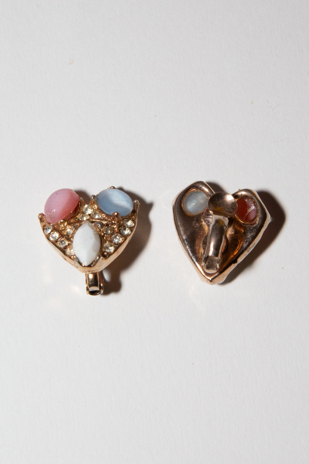 Vintage 1960s Cabochon Heart Earrings