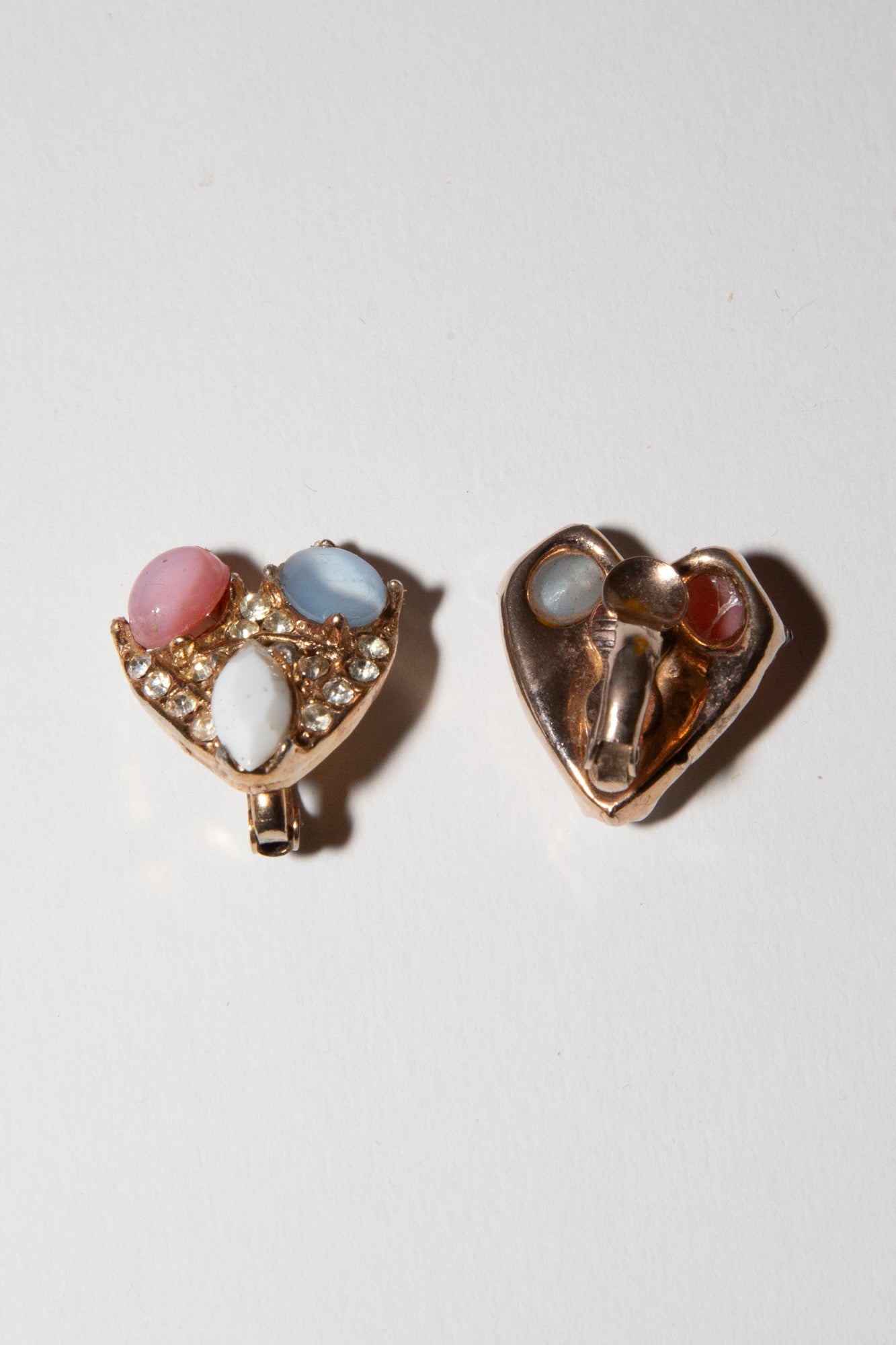 Vintage 1960s Cabochon Heart Earrings