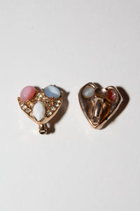 Vintage 1960s Cabochon Heart Earrings