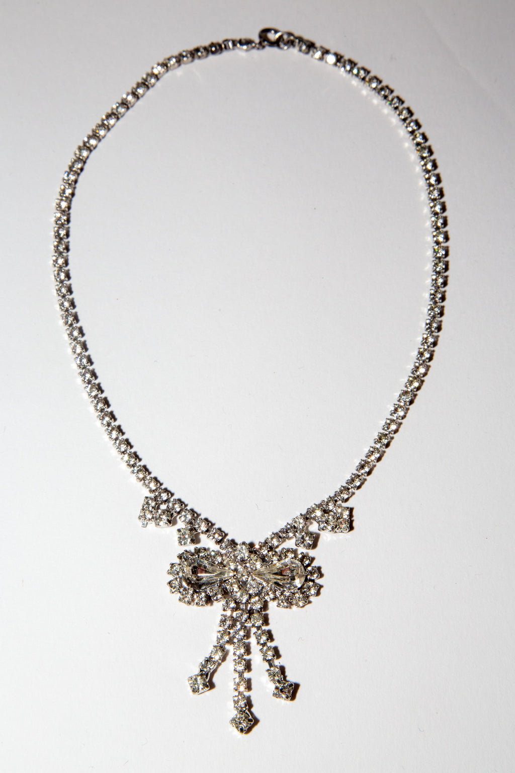 Vintage 1950s Crystal Bow Necklace